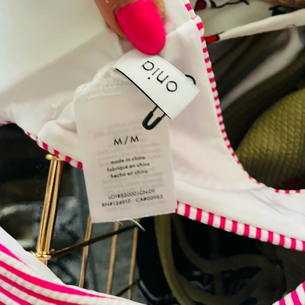 ONIA Jade O-Ring Pink Striped Bikini Top - Picture 4 of 4